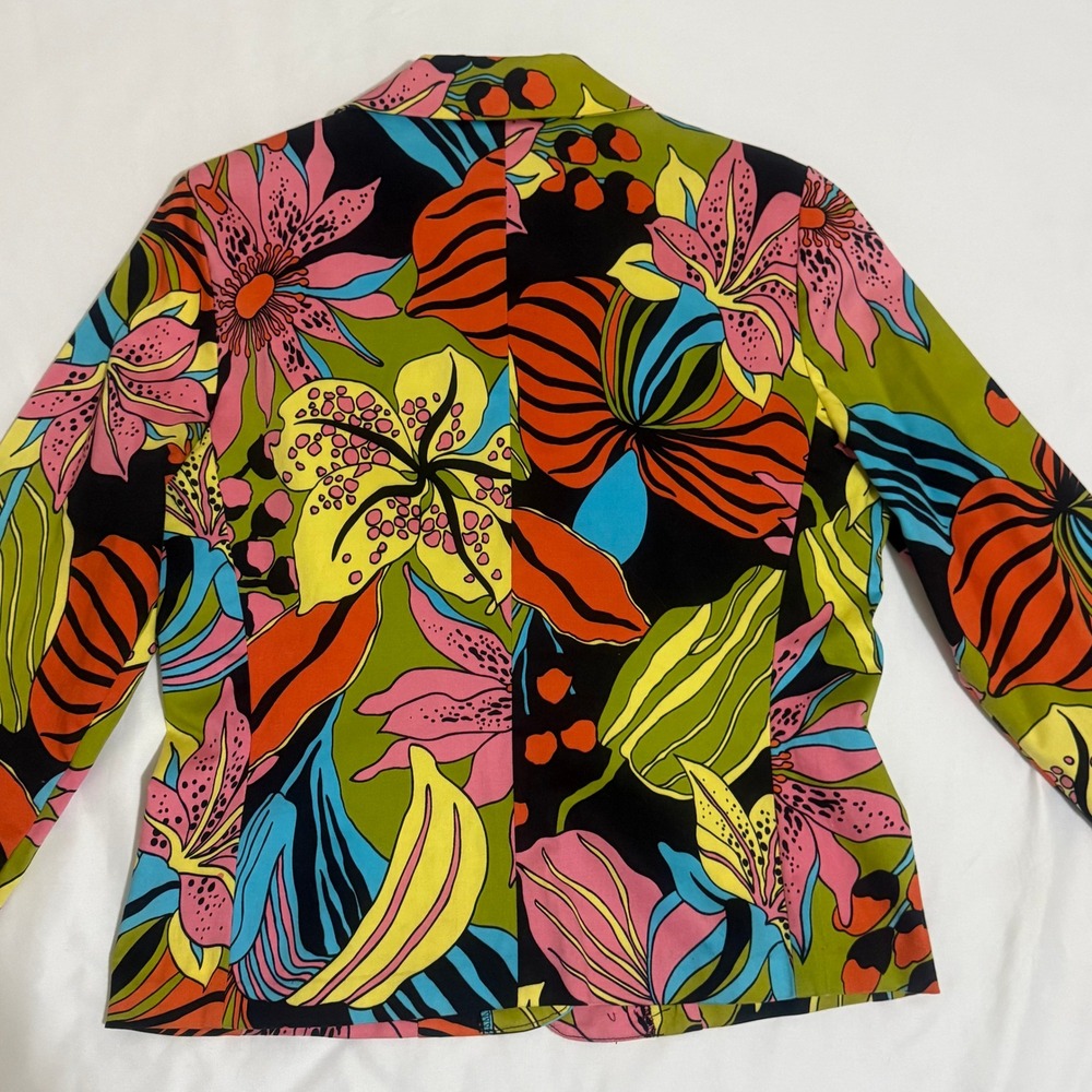 RARE Russell Kemp New York Womens Blazer Jacket Size 8 Floral Print Button Front - Picture 6 of 14